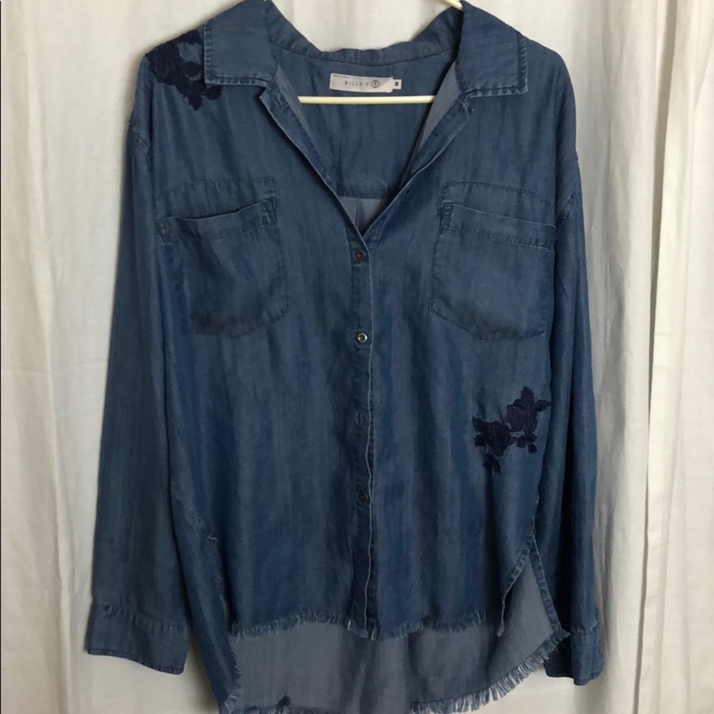 Billy T Embroidered Button up Shirt with Fringe!